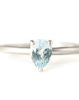 Tristan Pear Aquamarine Ring Andrea Bonelli 14k White Gold