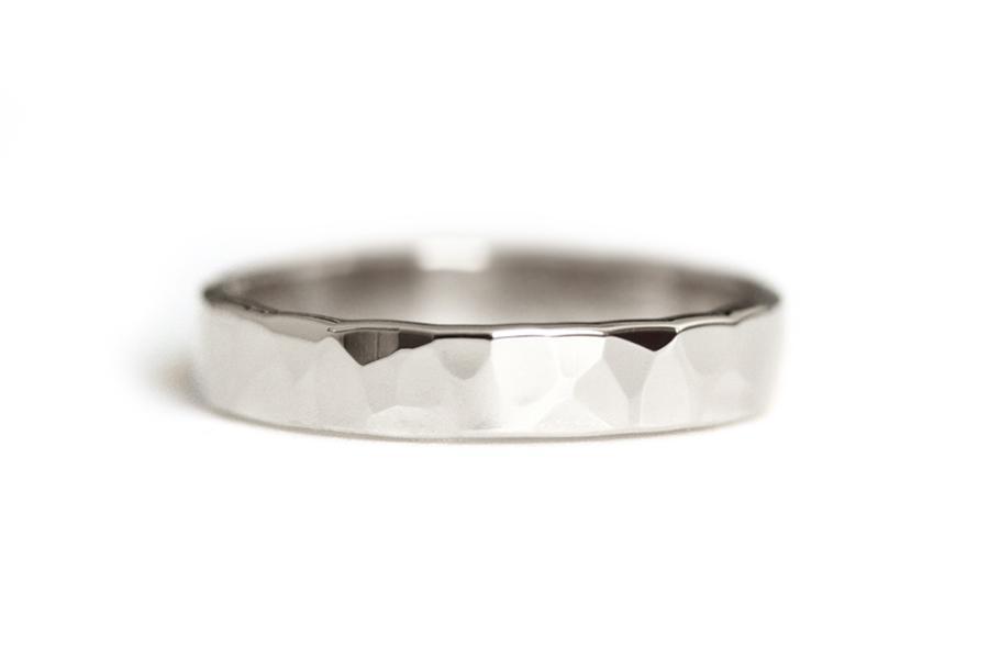 Hammered Band Andrea Bonelli Jewelry 14k White Gold