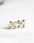 white rose cut diamond studs Andrea Bonelli Jewelry 14k White Gold