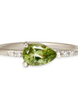 Lilia Peridot + Diamond Ring Andrea Bonelli Jewelry 14k White Gold
