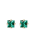 Princess Cut Emerald Studs Andrea Bonelli Jewelry 14k Yellow Gold