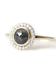 Rose Cut Gray Diamond Halo Ring Andrea Bonelli Jewelry
