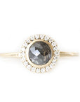 Rose Cut Gray Diamond Halo Ring Andrea Bonelli Jewelry