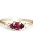 Trine Garnet + Diamond Ring Andrea Bonelli 14k Yellow Gold