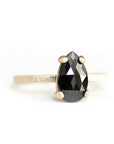 pear black rose cut diamond ring Andrea Bonelli Jewelry
