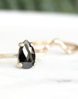 pear black rose cut diamond ring Andrea Bonelli Jewelry