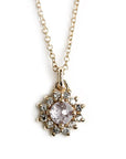 Pink and Gray Diamond Halo Necklace Andrea Bonelli Jewelry