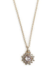 Pink and Gray Diamond Halo Necklace Andrea Bonelli Jewelry