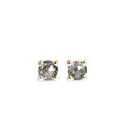 Salt + Pepper Rose Cut Diamond Studs Andrea Bonelli Jewelry 14k Yellow Gold