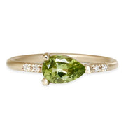 Lilia Peridot + Diamond Ring Andrea Bonelli Jewelry 14k Yellow Gold