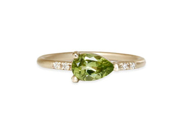 Lilia Peridot + Diamond Ring Andrea Bonelli Jewelry 14k Yellow Gold