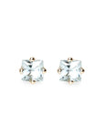 Princess Cut Aquamarine Studs Andrea Bonelli Jewelry 14k Yellow Gold