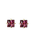 Princess Cut Garnet Studs Andrea Bonelli Jewelry 14k Yellow Gold