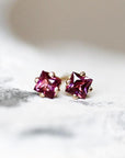 Princess Cut Garnet Studs Andrea Bonelli Jewelry 