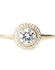 Brie Halo GIA Diamond Ring Andrea Bonelli 14k Yellow Gold