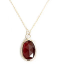 Rose Cut Garnet Necklace Andrea Bonelli Jewelry 14k Gold Adjustable 16 - 18"