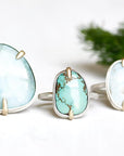 Silver + 14k Oval Larimar Ring Andrea Bonelli Jewelry