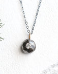 Oxidized Mixed Metals Faceted Pebble + Moissanite Necklace Andrea Bonelli 