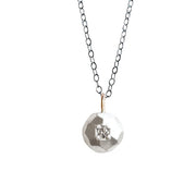 Mixed Metals Faceted Pebble + S&P Diamond Necklace Andrea Bonelli Gold + Silver