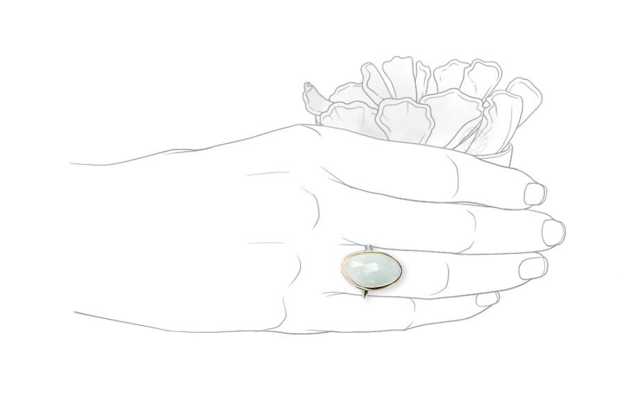 14k + Silver Aquamarine Ring Andrea Bonelli Jewelry 
