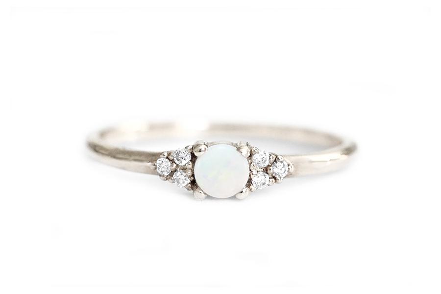 Sora Opal + Diamond Ring Andrea Bonelli Jewelry 14k White Gold