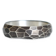 Oxidized Rock Facet Half Round Band Andrea Bonelli Jewelry Oxidized Sterling Silver
