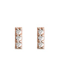 Pave Diamond Bar Studs - 3 Stone Andrea Bonelli Jewelry 14k Rose Gold