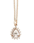 Aura Pear Halo Necklace Andrea Bonelli Jewelry 14k Rose Gold