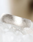 Silver Rustic Gravel Half Round Band Andrea Bonelli Jewelry