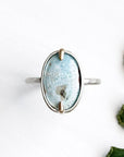 Silver + 14k Oval Larimar Ring Andrea Bonelli Jewelry