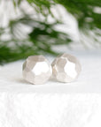 Silver Rock Faceted Pebble Studs Andrea Bonelli Jewelry 