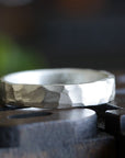 Silver Rustic Carved Band 5mm Andrea Bonelli Jewelry