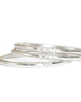 Silver Slim Stacking Diamond Ring Set Andrea Bonelli Sterling Silver