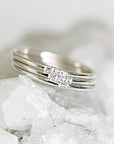 Silver Slim Stacking Diamond Ring Set Andrea Bonelli
