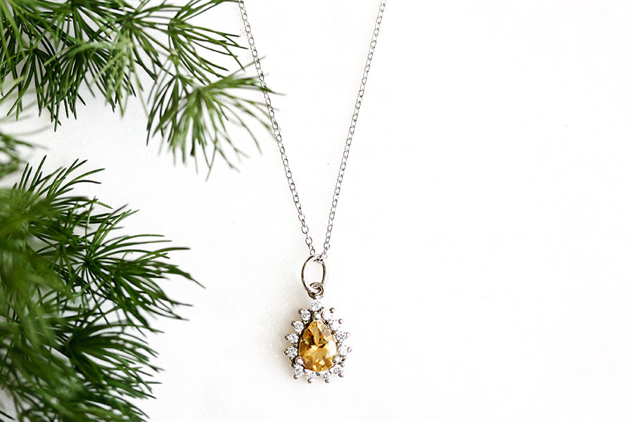 Create Your Aura Pear Halo Necklace Andrea Bonelli Jewelry 