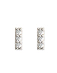 Pave Diamond Bar Studs - 3 Stone Andrea Bonelli Jewelry 14k White Gold