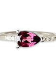 Lilia Garnet + Diamond Ring Andrea Bonelli Jewelry 14k White Gold