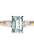 Marina Aquamarine + Diamond Ring Andrea Bonelli 14k Yellow Gold