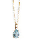 Aquamarine Solitaire Necklace Andrea Bonelli Jewelry 14k Yellow Gold