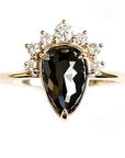 Black Diamond Crown Halo Ring 2.24ct Andrea Bonelli Jewelry 14k Yellow Gold