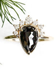 Black Diamond Crown Halo Ring 2.24ct Andrea Bonelli Jewelry