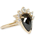 Black Diamond Crown Halo Ring 2.24ct Andrea Bonelli Jewelry