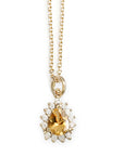 Curated Aura Pear Halo Necklace Andrea Bonelli Jewelry 14k Yellow Gold