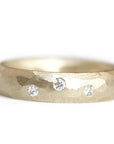 Rustic Faceted Diamond Band Andrea Bonelli Jewelry 14k Yellow Gold