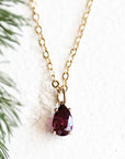 Garnet Solitaire Necklace Andrea Bonelli Jewelry