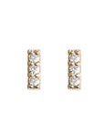 Pave Diamond Bar Studs - 3 Stone Andrea Bonelli Jewelry 14k Yellow Gold