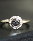 Brie Salt & Pepper Halo Diamond Ring Andrea Bonelli Jewelry