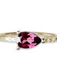 Lilia Garnet + Diamond Ring Andrea Bonelli Jewelry 14k Yellow Gold