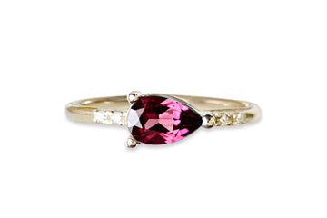 Lilia Garnet + Diamond Ring Andrea Bonelli Jewelry 14k Yellow Gold