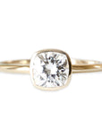 Zoe Cushion Moissanite Ring Andrea Bonelli Jewelry 14k Yellow Gold